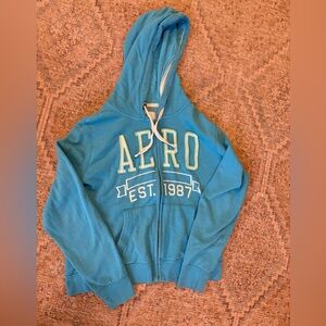 Aeropostale blue graphic zip up jacket size XL